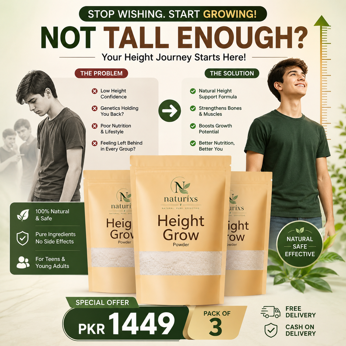 Height Grow Powder - Pack of 3  | Grow Confidently